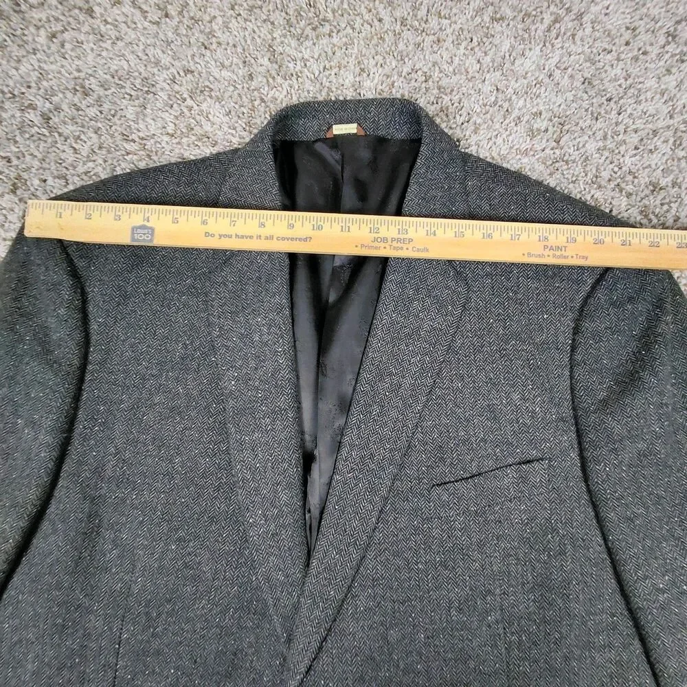 Oak Hill Blazer Mens 3XL 54/56R Grey Herringbone Wool Blend Two Button Sport